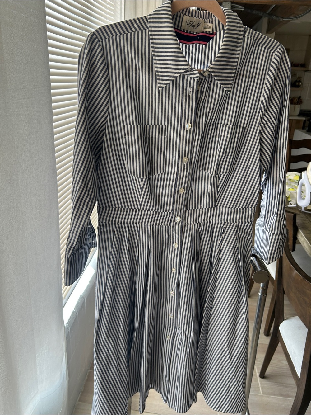 Eliza J Black and White Striped Shirt Dress women’s